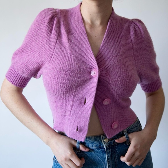 & Other Stories Women's Cropped Cardigan in pretty violet colour - Picture 3 of 9